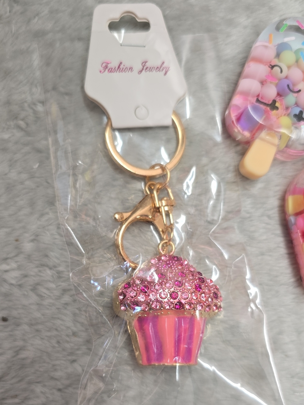 Fashion Jewelry Gold-Tone Crystal Charm Keychain with Multicolor Gem Accents - Picture 3 of 16
